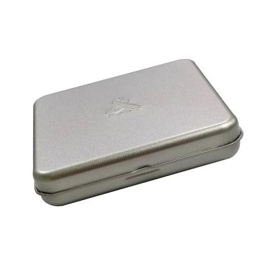 China Rectangular Silver Hinged Flip Cover Tin Box Metal Tin Case For Cigarette Pack Gift Box for sale