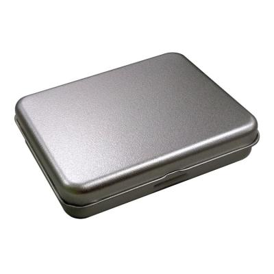 China Silver Rectangular Flip Cover Tin Box Small Hinge Lid Metal Tin Case For Chocolate Candy Gift Box for sale