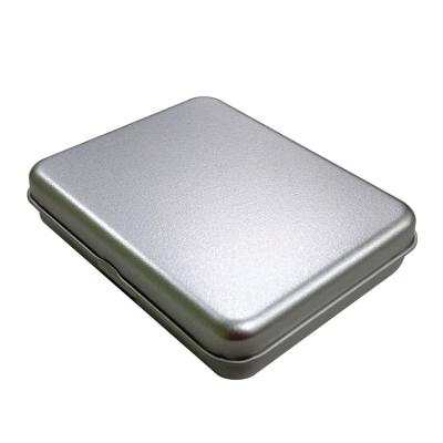 China Flip Cover Tin Box Silver Square Hinged Metal Tin Case For Chocolate Candy Gift Package Box for sale