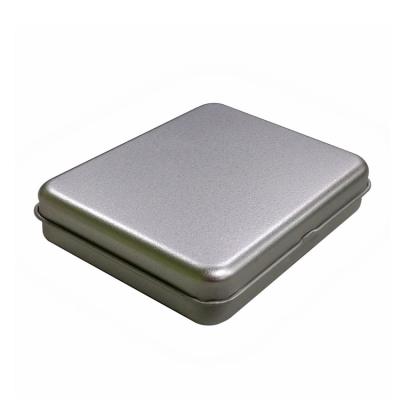 China Silver Rectangular Flip Cover Tin Box Metal Tin Case With Hinged Lid For Candy Pack Gift Box Mint for sale