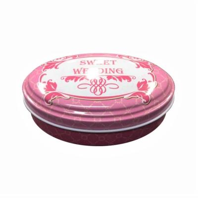 China Heaven and Earth Cover Oval Metal Tin Can Chocolate Candy Package Box with Custom Print for Wedding Gift for sale