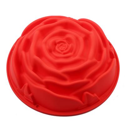 China Viable Rose Flower Baking Tools Cake Pan Bakeware Round Pan 9inch Silicone Cake Mold for sale