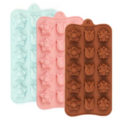 China Sustainable Turmeric Flower Candy Cake Mold Cake Decorations Silicone Chocolate Molds for sale