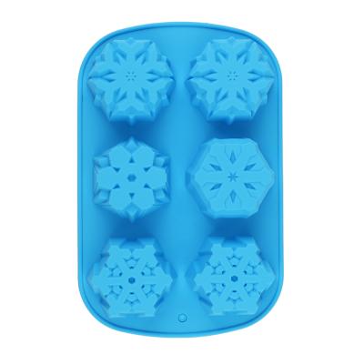 China Christmas Viable Series Snowflake Mold DIY Mold 6 Flower Silicone Cake Baking Mold for sale