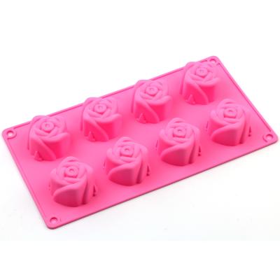 China Rose Flower Shape Silicone Mold Viable for Cupcake Cornbread Bun Soap Cake for sale