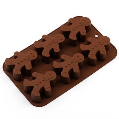 China Viable Gingerbread Man Christmas Style Chocolate Candy Cake Decorating Silicone Mold Fondant Cake Mold for sale