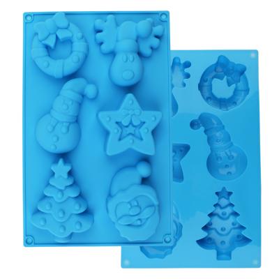 China Viable Handmade 3D DIY Soap Mold Snowman Elk Tree - Christmas Series Silicone Cake Mold for sale