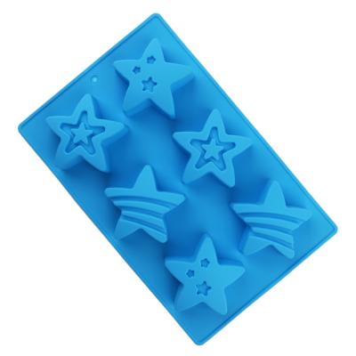 China Sustainable Silicone Cake Mold DIY Handmade 6 Holes Stars Soap Mold for sale