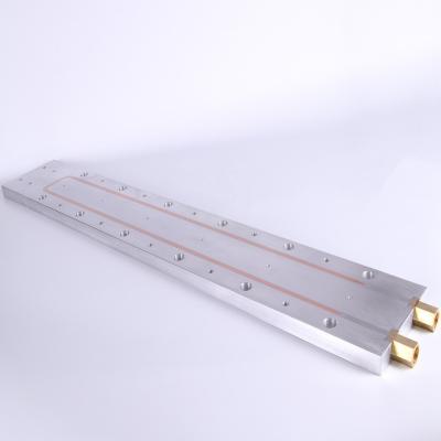 China Power Electronics Equipment Cast Aluminum Cooling Plate Cold Plate With Copper Tube for sale