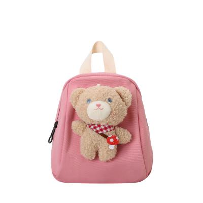 China New Style Nylon Detachable Children's Backpack Cute Bear Cartoon School Bags Plush Doll School Bag For Kids for sale