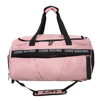 China Custom Fashion Logo Printing Mens Womens Workout Tote Sports Gym Bag Travel Duffel Bag With Pocket And Shoes Compartment Sports Wet Bags for sale