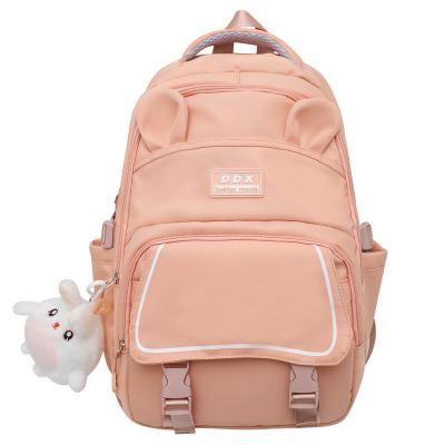 China Custom Logo Print Nylon OEM ODM Primary Secondary Students Waterproof Shoulder School Bag Cute Bear Ear Backpacks For Girls for sale