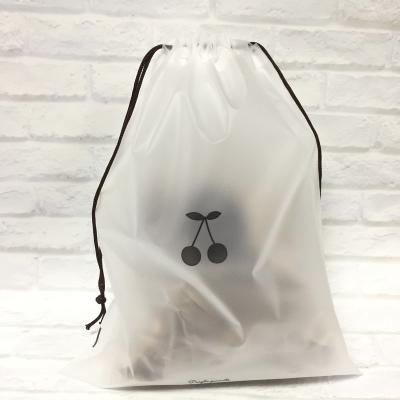 China Disposable Biodegradable Bag PVC Plastic Drawstring Bag Frosted Custom Printing EVA Clothing Packaging Bag for sale