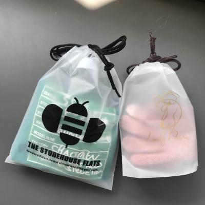 China Wholesale Disposable Biodegradable Bag PVC Plastic Drawstring Bag Frosted Custom Printing EVA Clothing Packaging Bag for sale