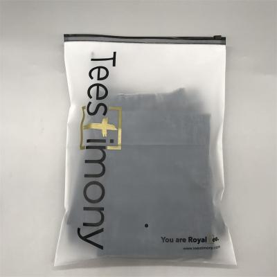 China Disposable Custom Frosted Plastic Clothes T-shirt Swimwear Packaging Zipper Bag for sale