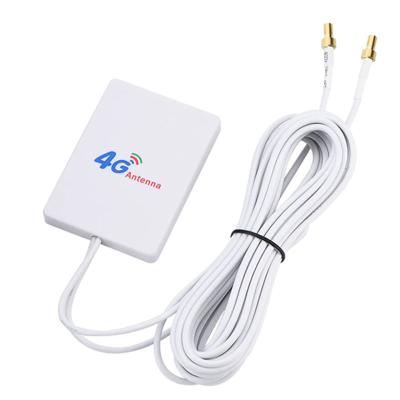 China Mimo wifi signal receiver 4G LTE 698~2700Mhz 8dbi TS9 crc9 high gain external antenna with 2 RG178 cable 72*58*8 for sale