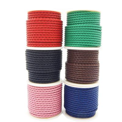 China Leather cord for jewelry diy full grain genuine cowhide round braided leather cord for DIY jewelry 2.5mm - 10mm all colors for sale