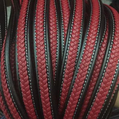 China Fashionable Custom Design Colors 12x6mm Flat Braided Faux Leather Rope Quilting Strap For Jewelry Making for sale