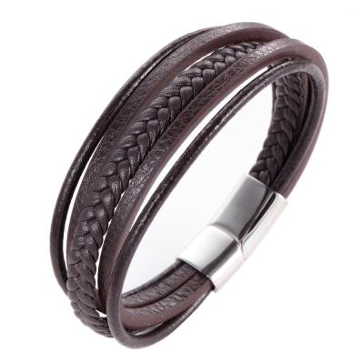 China Factory Directly Wholesale Price 2020 Fashionable Custom Multilayer Leather Bracelet Men for sale