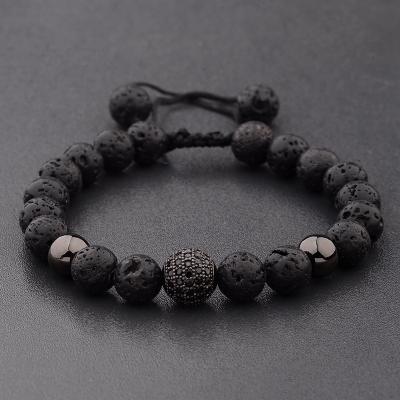 China FASHIONABLE wholesale handmade lava stone bracelet fashion agate stone bead red/black for sale