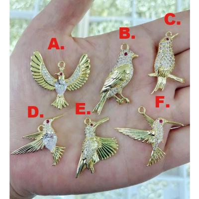 China Other New Gold Zircon Holy Spirit Bird Eagle Wings Pendant Necklace For Copper Plated Catholic Jewelry Making for sale