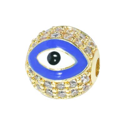 China Nazar Boncugu DIY Micro Religious Insert Zircon Jewelry Accessories Brass Devils Eye 10mm Glue Eyeball Designer Charms For Jewelry Making for sale