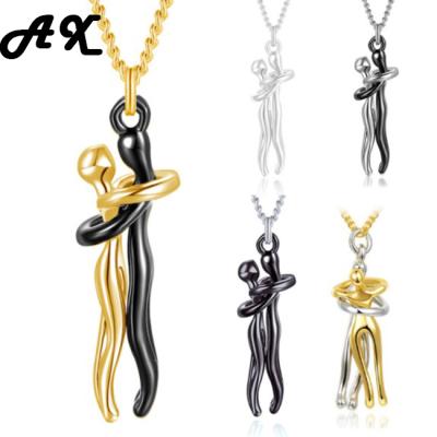 China Hug 2021 Delicacy Fashion Punk Jewelry Set Couples Women Cool Man Hug Necklace Copper Necklace For Couples for sale