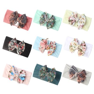 China European and American style InsFashion baby hair accessories 9Color soft and comfortable nylon children's bow head baby hair accessories protector hair band for sale