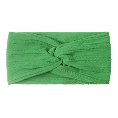 China New European and American style children's hair band baby solid color nylon jacquard turban wide cross headscarfbaby hair band for sale