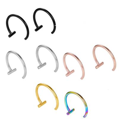 China All New Style 2021 Used Stainless Steel Lip C-Shaped Nail Ring No Hole False Lip Piercing Hip Hop Jewelry for sale