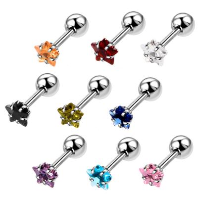 China No Allergy CZ Earlobe Piercing Jewelry Piercing Barbell Surgical Steel Earring Bar Earring Piercing Girl for sale