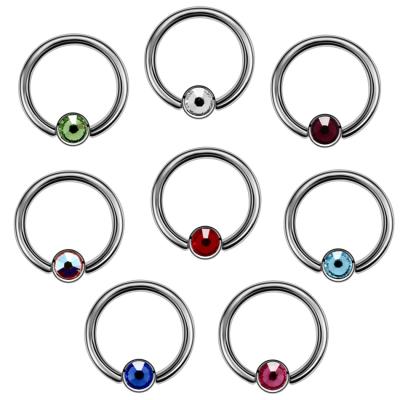 China No Allergy G23 Titanium Captive Nostril Rings Titanium Captive CZ Ear Lobe Lip Rings Unisex Jewelry for sale