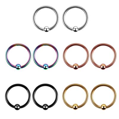 China Allergy G23 Titanium Colorful Ball Captive Bead Ring No Smell Septum Circles Ear Tragus Lip Rings Piercing For Unisex Jewelry 16g&14g for sale