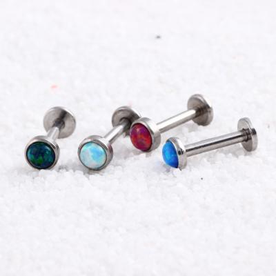 China No Allergy Opal Lip Labrets Earrings With Small Stud Earrings Flat Bottom Lip Stud Earrings for sale