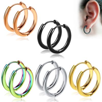 China No Allergy Huggie Circle Earrings G23 Surgical Steel Pure Titanium Steel Color Now Ear Piercing Ring For Body Jewelry for sale