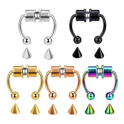 China No Surgical Steel Nose Ring Reusable Horseshoe Fake Non Allergy Piercing Magnetic Nose Jewelry Body Dangle Nose Piercings Wholesale for sale