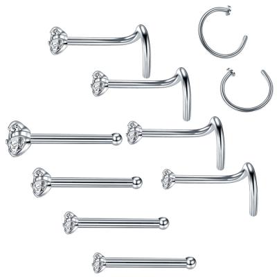 China No Allergy Surgical Steel Nose Pin Stainless Steel Nose Ring Rock Style Nostril Puncture Body Jewelry for sale