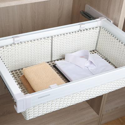 China Modern Cabinet Accessories Pull Out Storage Rattan Basket Drawer For Bedroom for sale