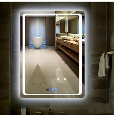 China Magnification Custom Design Cosmetic Touch Screen Led Light Mirror For Bathroom for sale