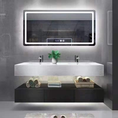 China Hotel Room Magnifying Wall Hanging Illuminated Bathroom Defogger Backlit Mirror for sale