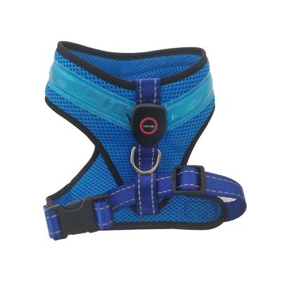 China Viable Wholesale Reflective Led Dog Harness And Leash Glow In The Dark Mesh Dog Cooling Adjustable Dog Harness for sale