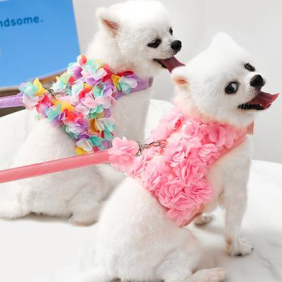 China Manufacturer Wholesale Polyester Cute Viable Dog Harness Set Custom Breathable Small Dog Harness And Leash for sale