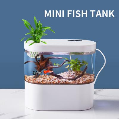 China Viable Wholesale Acrylic Water Exchange Mini Aquarium Free Standing Fish Farming Tank for sale