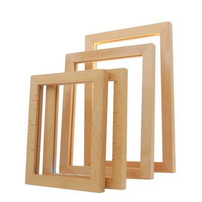 China Modern Hot Selling 3D Illusion Led Acrylic Night Light Solid Wood Picture Frame Lamp for sale