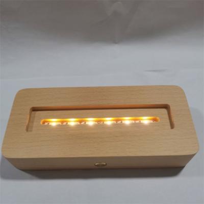 China 30CM Rectangle Minimalist Wooden Base Led Night Light With Dimmer Switch USB Charging Lamp Holder For Acrylic for sale