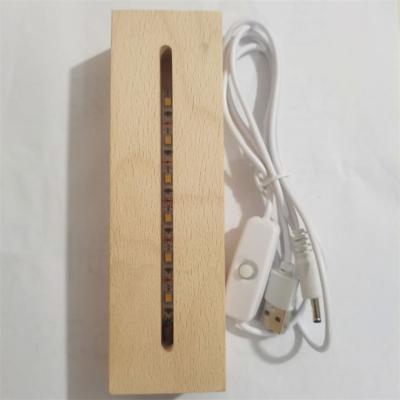 China Factory Price Minimalist 300Mm Rectangle Wooden Light Base USB LED Stand Display 5V Led Base For 3D Illusion Acrylic Lamp for sale