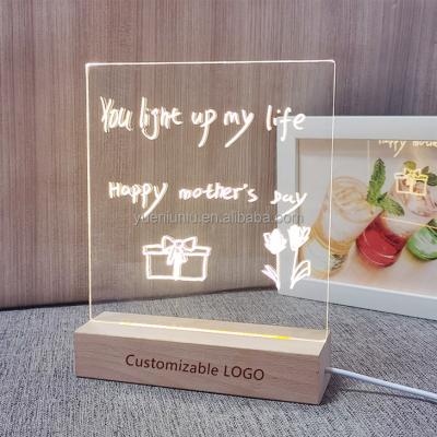 China 2022 Australian Wholesale Acrylic Notepad LED Message Table USB DIY Beech Calendar Style Rectangular Base for sale