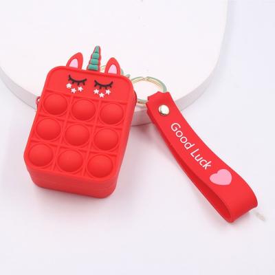 China Key Chain Toy Fidget Toy Coin Wallet Unicorn Bag School Fidget Silicone Push Bubble Game SILEYN Push Sensory Bubble Squid for sale