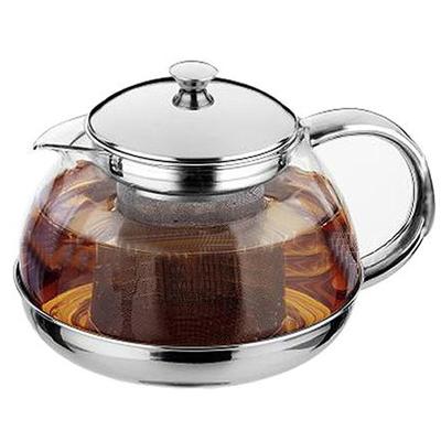 China Sustainable High Quality 800ML Stainless Steel Flower Glass Teapot for sale