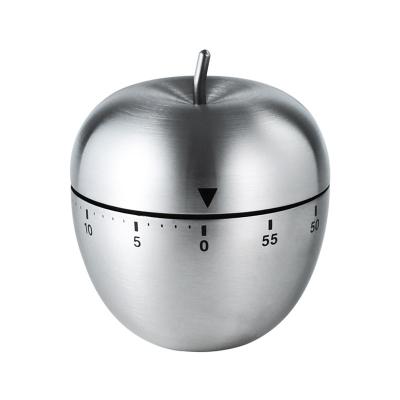 China Apple Kitchen Timer Stainless Steel Mechanical Rotating Alarm 60 Minutes for sale